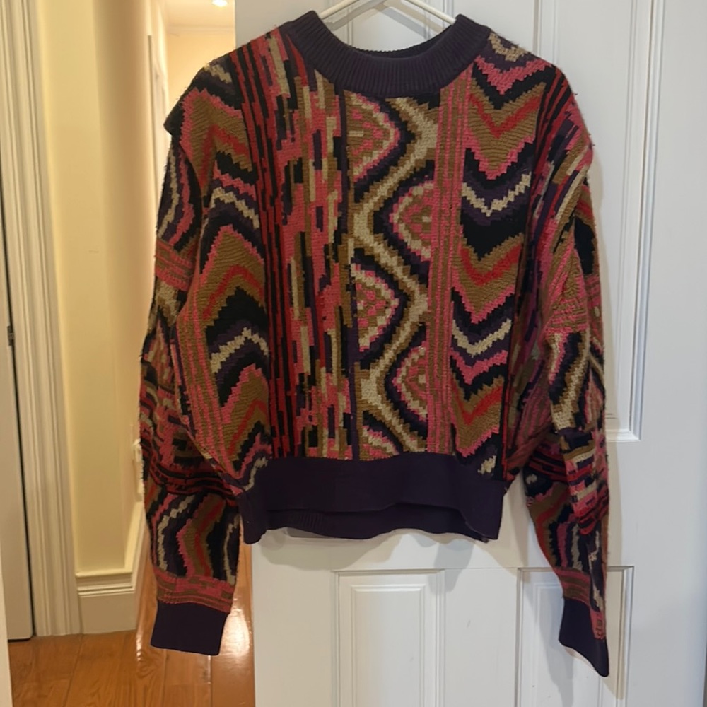 Farm Rio Stripes and Patch Sweater M